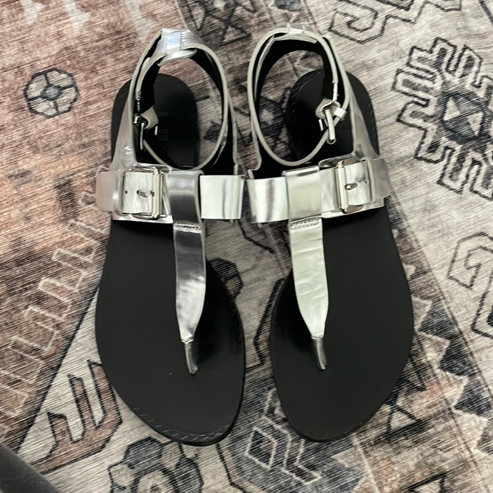 Belle Sigerson Morrison silver and black gladiator sandals 8.5